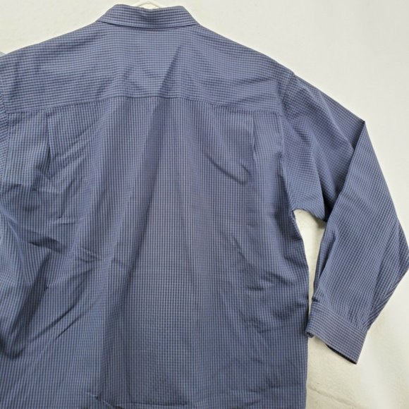 IZOD Shirt Men's Long Sleeve Casual Button Up Checkered Oxford Blue Large - Picture 11 of 12